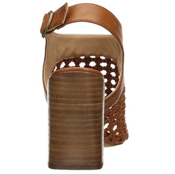 NIB Cognac Woven Block Heel Slingback Sandal - Picture 5 of 5